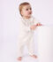 Babies' footless openwork floral-print cotton pyjama suit white/multicolor