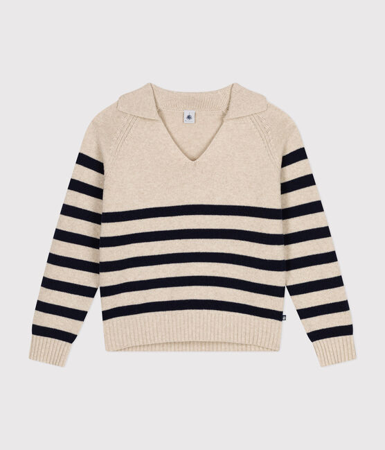 Women's wool and cotton jumper AVALANCHE white/SMOKING blue