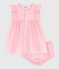Plain cotton baby dress and bloomers CHARME pink