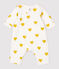 Baby Girls' Yellow Heart Pattern Organic Cotton Jumpsuit MARSHMALLOW white/OCRE yellow