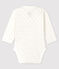 Unisex long-sleeved bodysuit with collar MARSHMALLOW white/ACIER blue