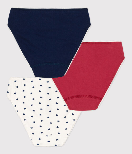 Girls' Heart Patterned Cotton and Elastane Briefs - 3-Pack variante 1