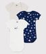 Starry Patterned Short-Sleeved Cotton Bodysuits - 3-Pack