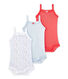 Set of 3 baby girls' bodysuits with straps.