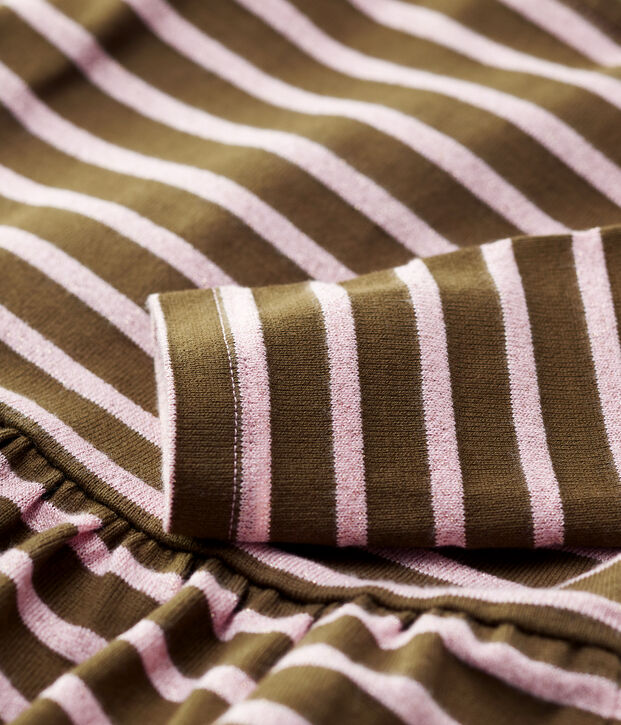 Girls' Long-Sleeved Cotton Dress green/CHARME BRILLANT