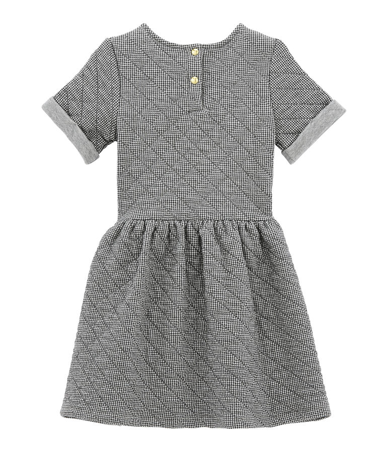 Girl's short sleeved dress CAPECOD grey/MARSHMALLOW white
