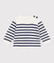 Babies' stripy wool and cotton sailor-style jumper blue/blue