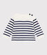 Babies' stripy wool and cotton sailor-style jumper