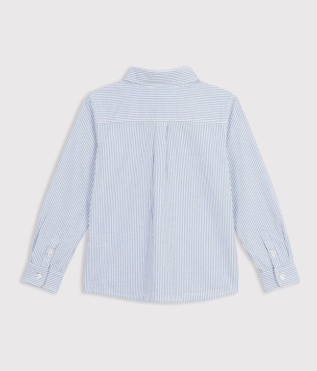 Children's stripy cotton shirt blue/blue