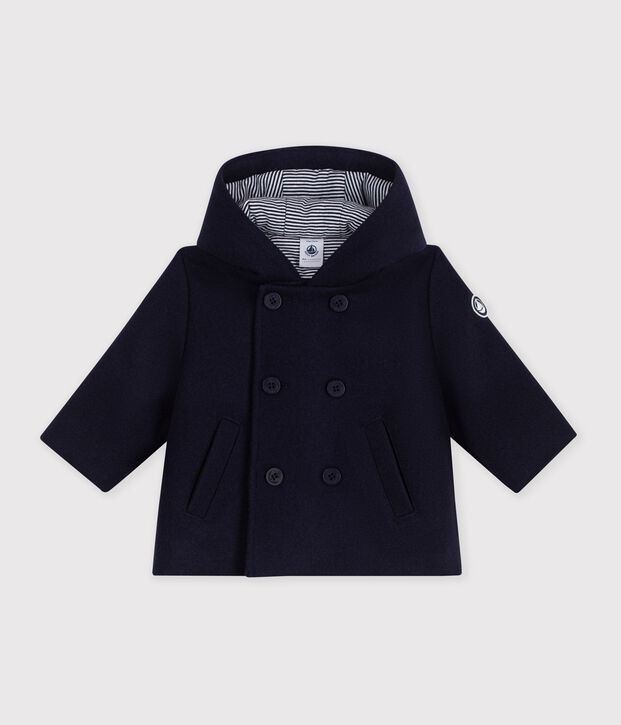 Babies' pea coat in plain woollen broadcloth SMOKING