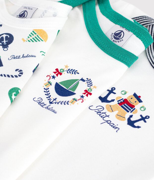 Lot de bodies manches longues en coton imprim&eacute; multicolor