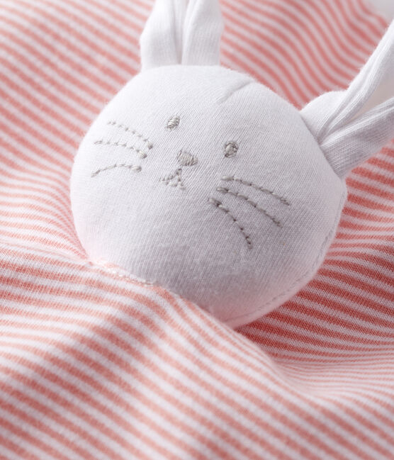Comforter in Petit Bateau's iconic rib knit. CHARME pink/MARSHMALLOW white