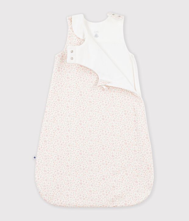 Babies' 1.5 TOG flower-print cotton sleeping bag white/multicolor