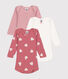 Babies' long-sleeved heart pattern cotton bodysuits - 3-pack