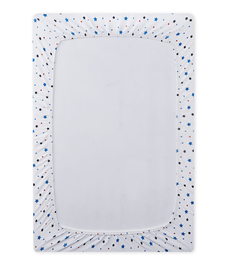Baby boy's fitted crib sheet with stars white/multicolor