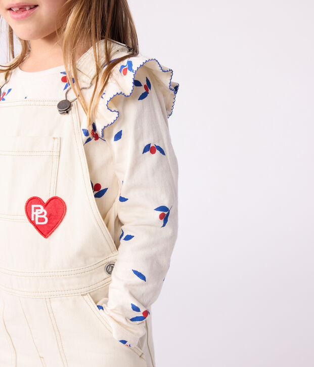 Children's long-sleeved printed cotton T-shirt Ecru/multicolor