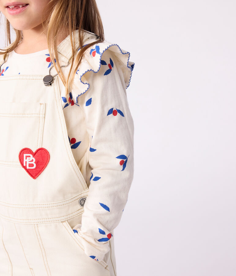 Children's long-sleeved printed cotton T-shirt Ecru/multicolor