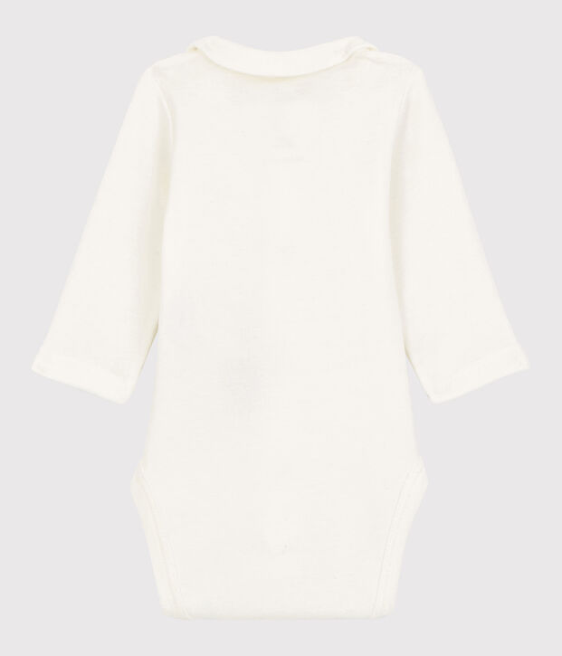 Babies' Organic Cotton Bodysuit with Embroidered Collar white