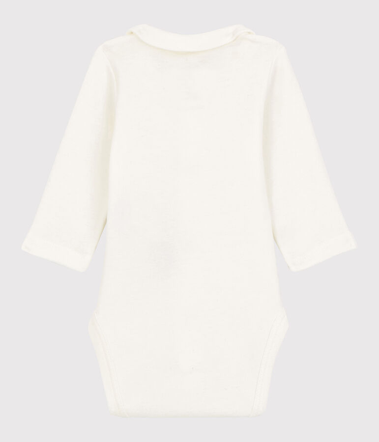 Babies' Organic Cotton Bodysuit with Embroidered Collar white