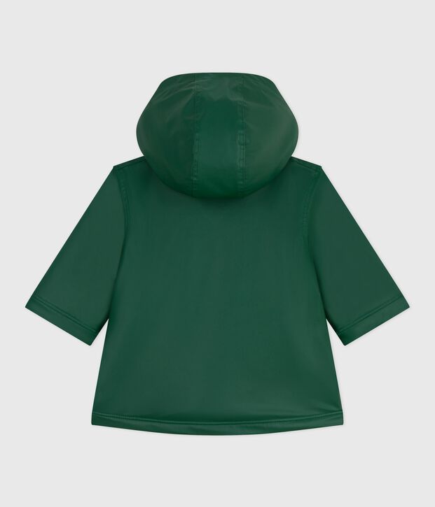 Babies' warm sherpa-lined raincoat green