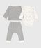 3-piece baby set with sailor top and boat print bodysuit MARSHMALLOW white/SMOKING blue