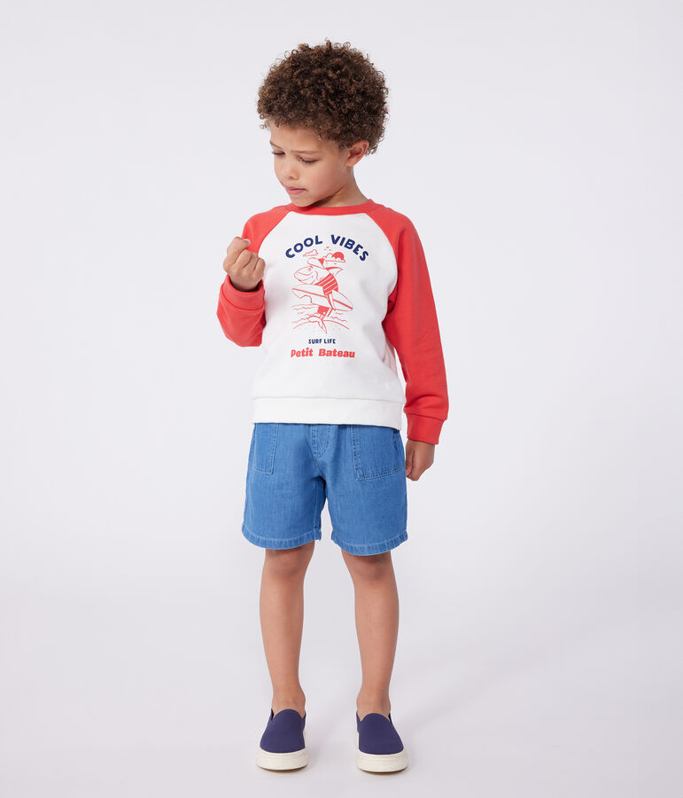 Children's printed cotton sweatshirt MARSHMALLOW red/SPI