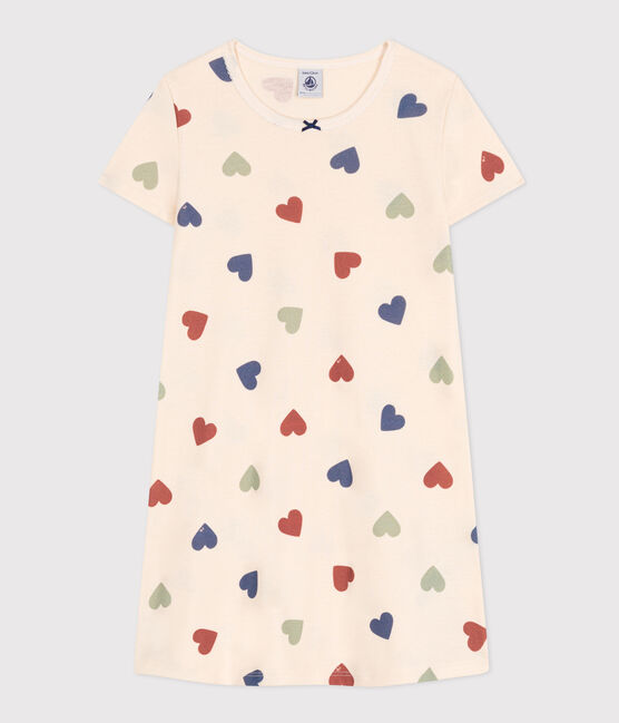 Children's Heart Motif Cotton Nightdress AVALANCHE white/MULTICO