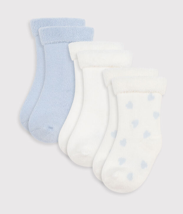 Pack of plain cotton socks for newborn babies multicolor