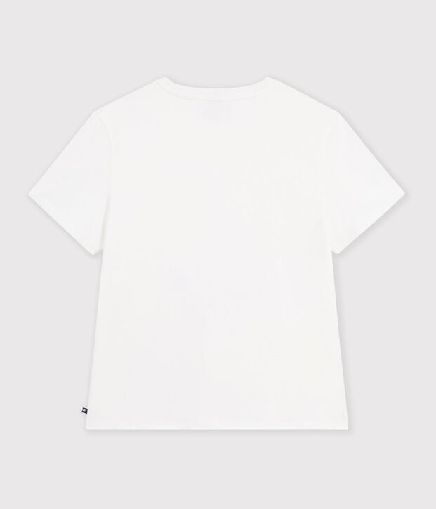 Women's short-sleeved cotton T-shirt with pattern white