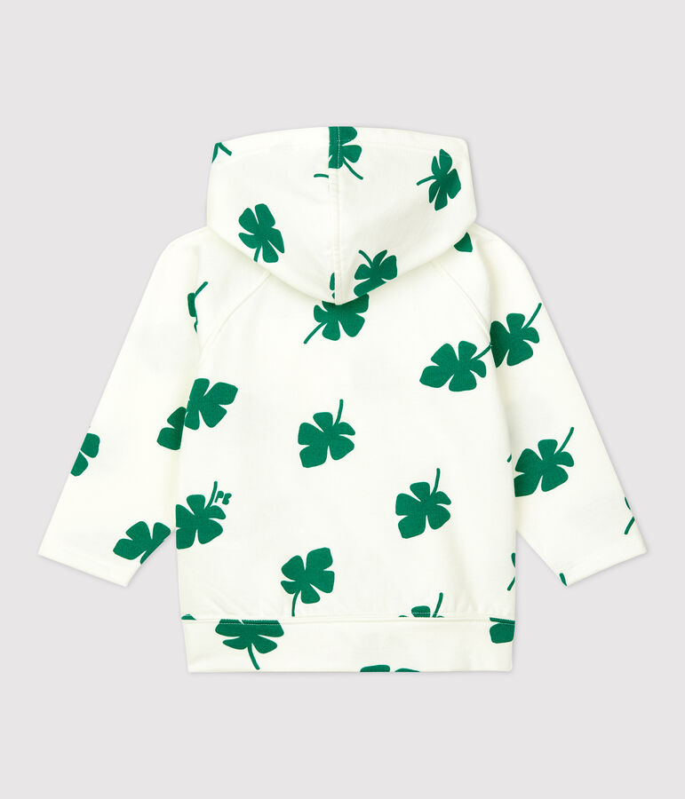 Babies' Fleece Plant Print Hoodie white/green