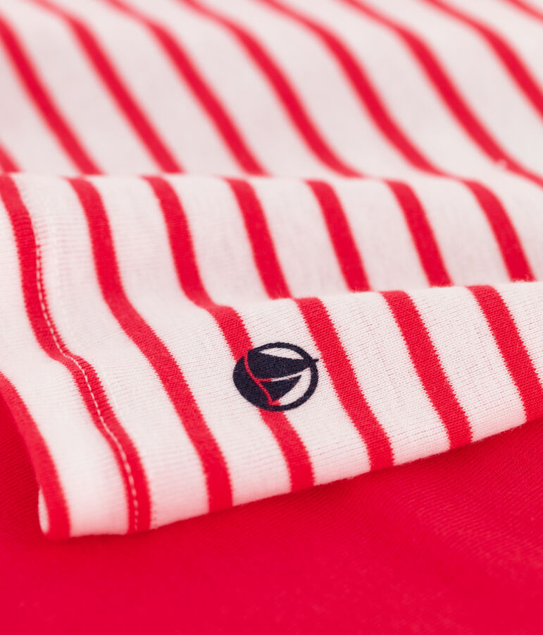 Girls' Stripy Cotton Short Pyjamas white/multicolor