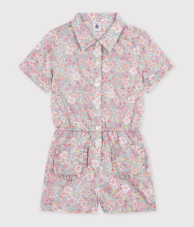Children's short cotton jumpsuit blue/multicolor