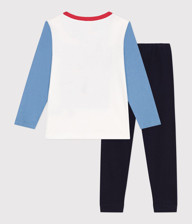 Children's long-sleeved cotton pyjamas blue/multicolor