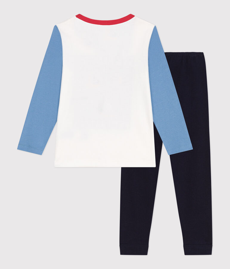 Children's long-sleeved cotton pyjamas SMOKING blue/MULTICO white