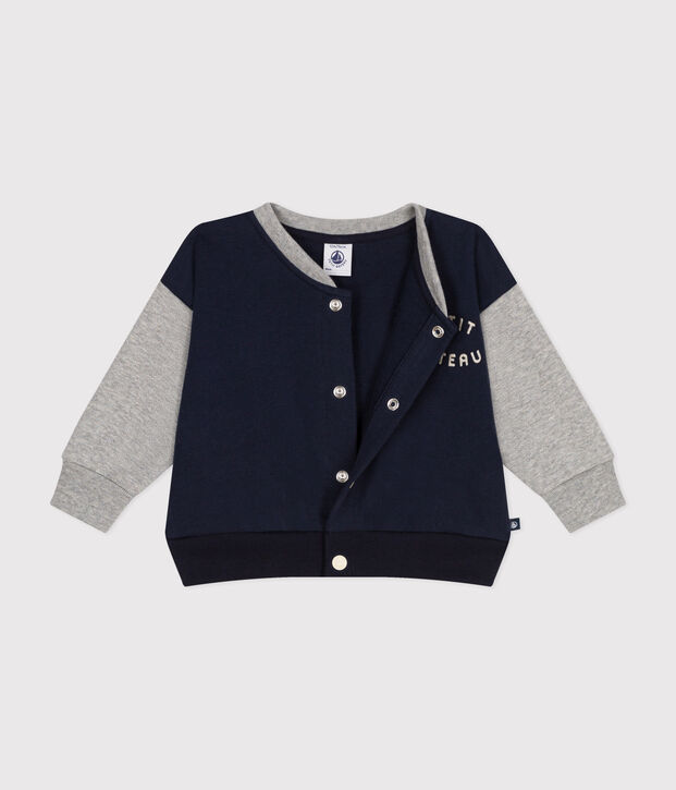 Babies' Fleece Baseball Jacket blue/grey