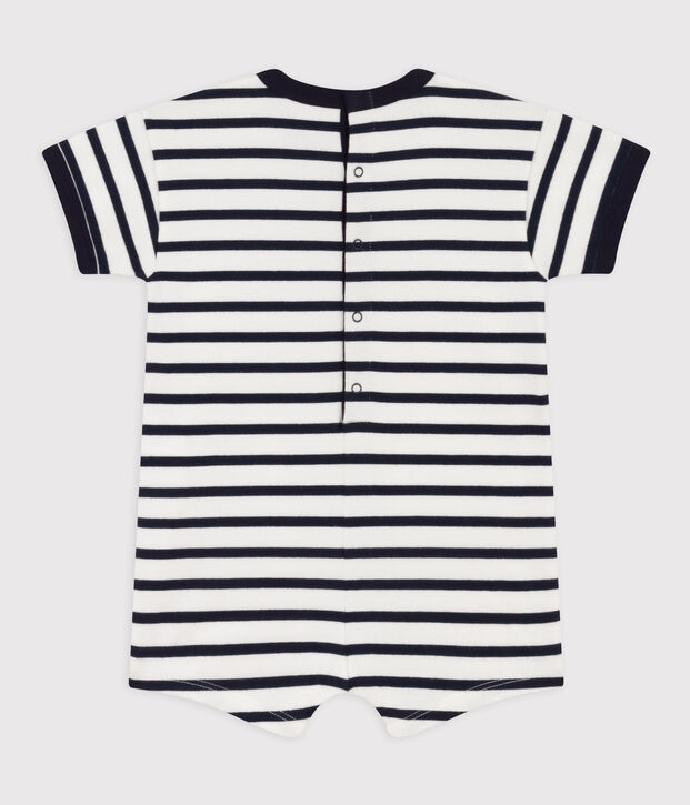Babies' Thick Jersey Striped Playsuit white/blue