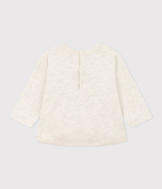 Babies' Long-Sleeved Tube Knit T-Shirt MONTELIMAR CHINE beige