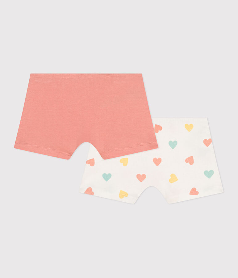 Children's long heart-print cotton shorties - 2-pack multicolor
