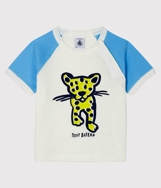Short-sleeved T-shirt for baby boys MARSHMALLOW white/JASMIN blue