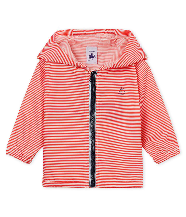Unisex stripy windbreaker for babies GROSEILLER pink/MARSHMALLOW white