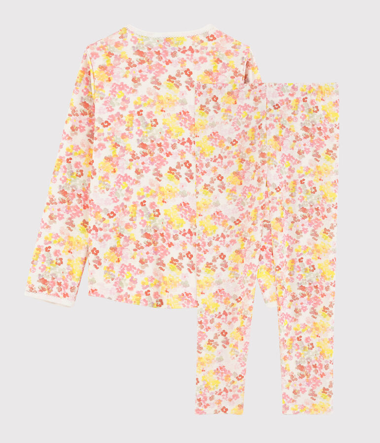 Girls' Watercolour Flowers Cotton Pyjamas white/multicolor