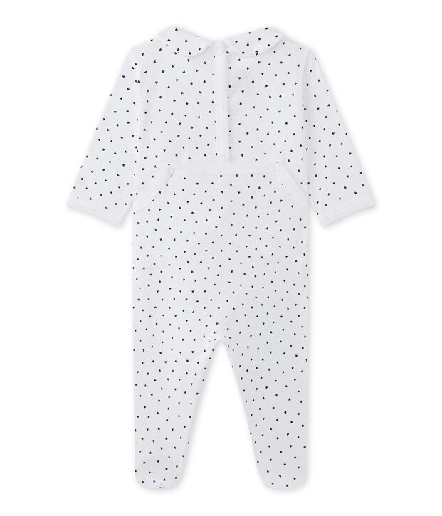 Baby girl's heart-print sleepsuit white/blue