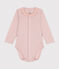 Babies' Long-Sleeved Cotton Bodysuit With Ruffle Collar SALINE pink