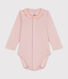 Babies' Long-Sleeved Cotton Bodysuit With Ruffle Collar