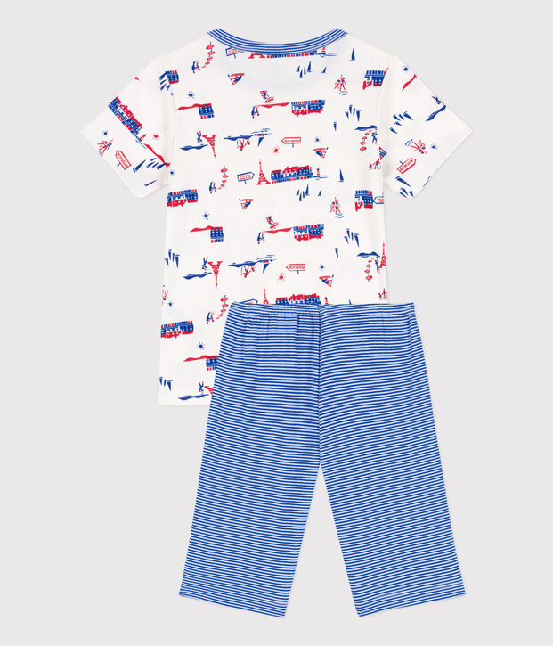 Boys' Paris Themed Cotton Short Pyjamas white/multicolor