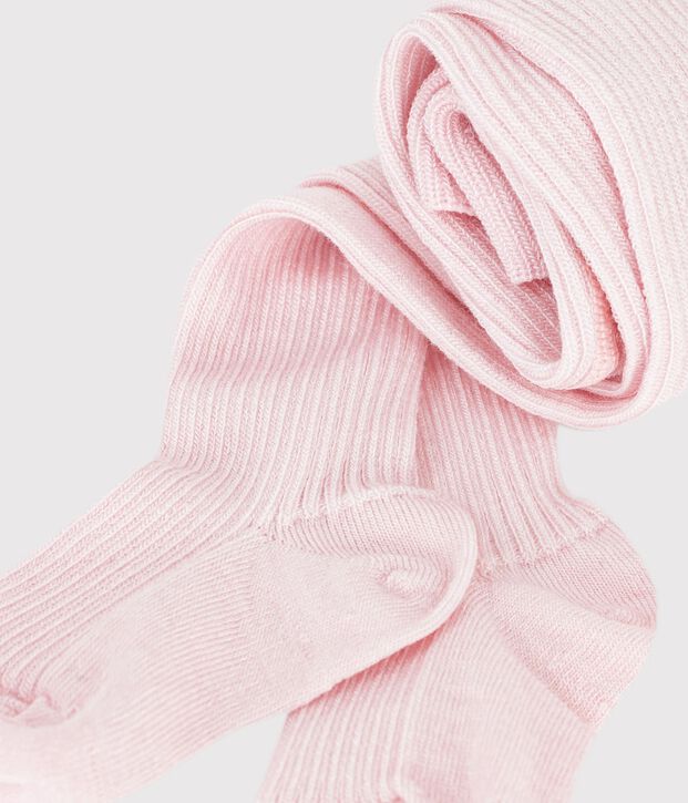 Babies' plain wool and cotton tights BARELY