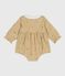 Babies' short playsuit in floral-print corduroy CAJOU beige/MULTICO