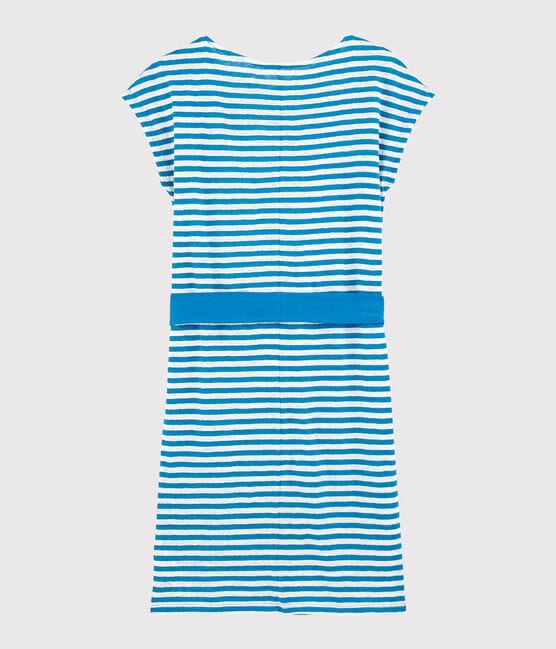 Women's Striped Linen Dress MYKONOS blue/MARSHMALLOW white