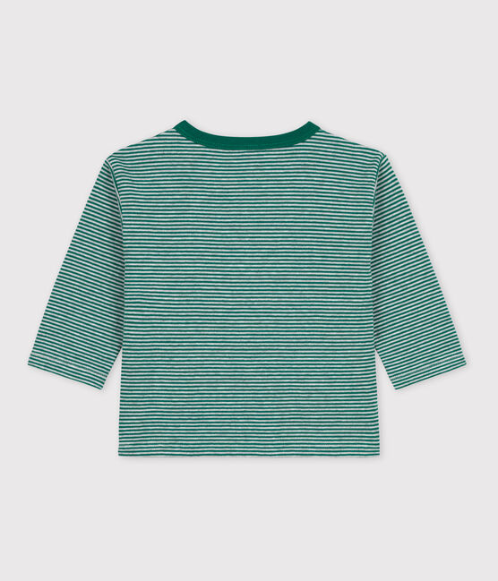 Babies' Long-Sleeved Pinstriped Tube Knit T-Shirt EVERGREEN /FUMEE