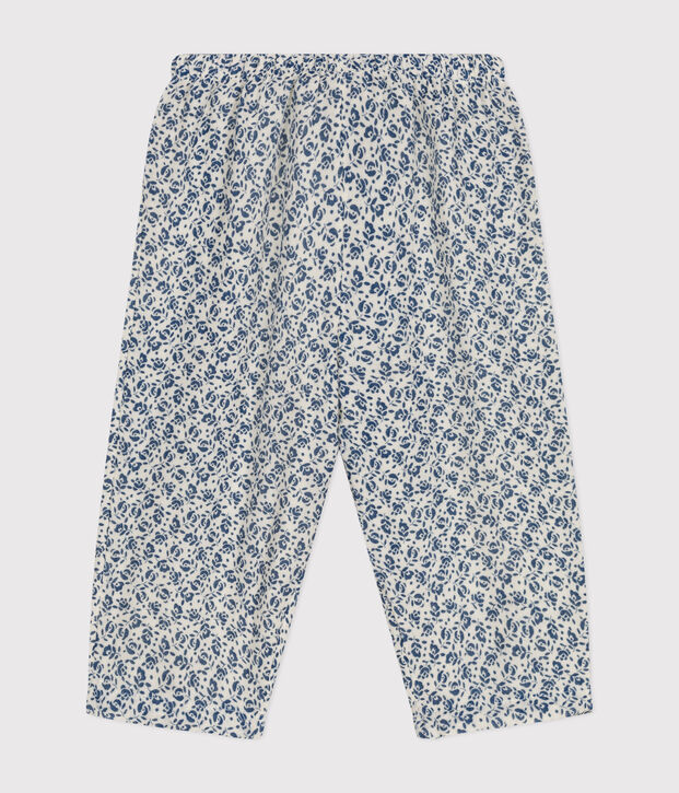 Babies' Printed Cotton Gauze Trousers Ecru/blue